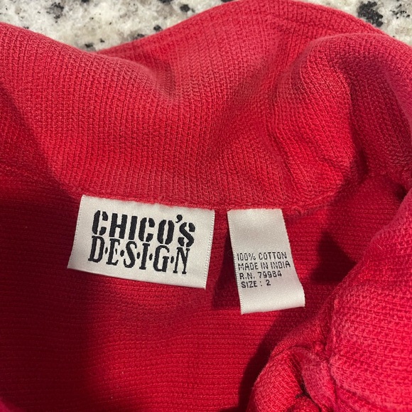 Chico's Red Button-Up Jacket - Picture 2 of 7
